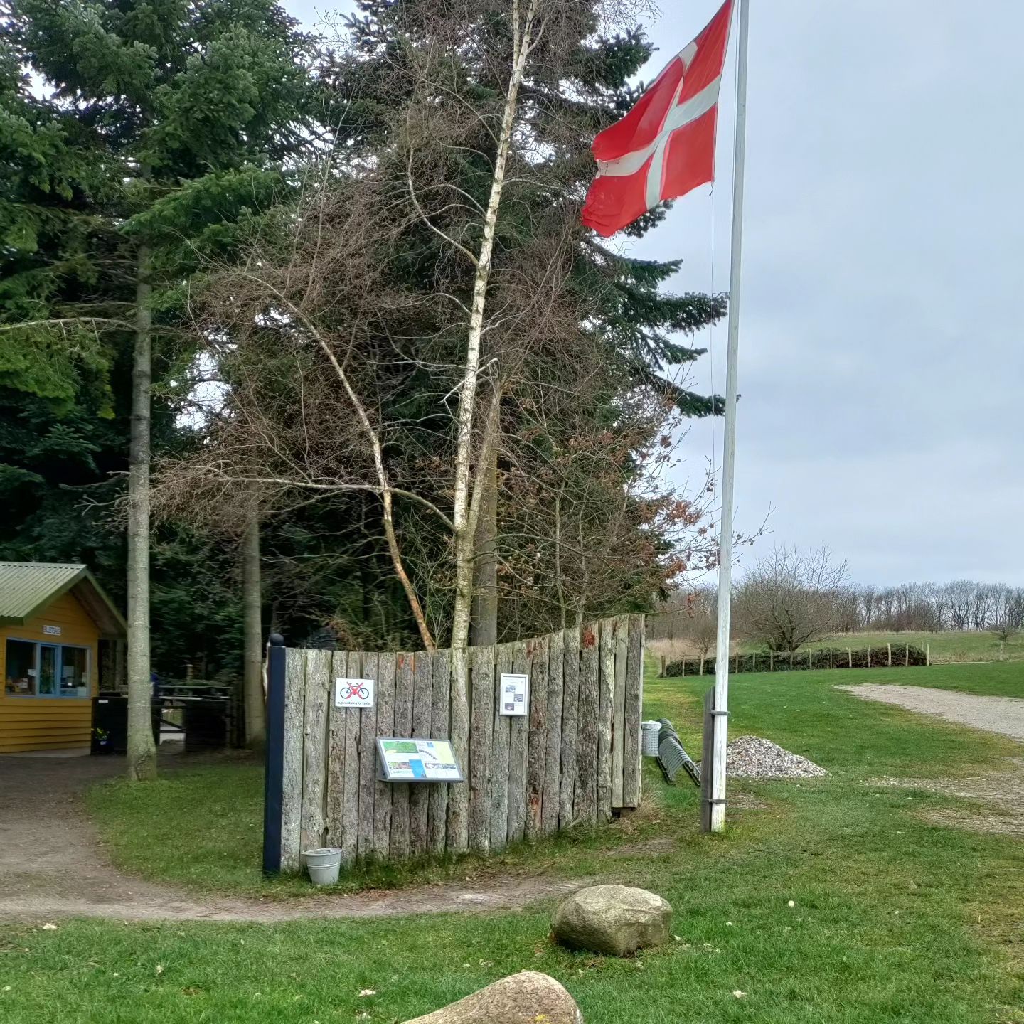 Denmark flagpole at the entrance