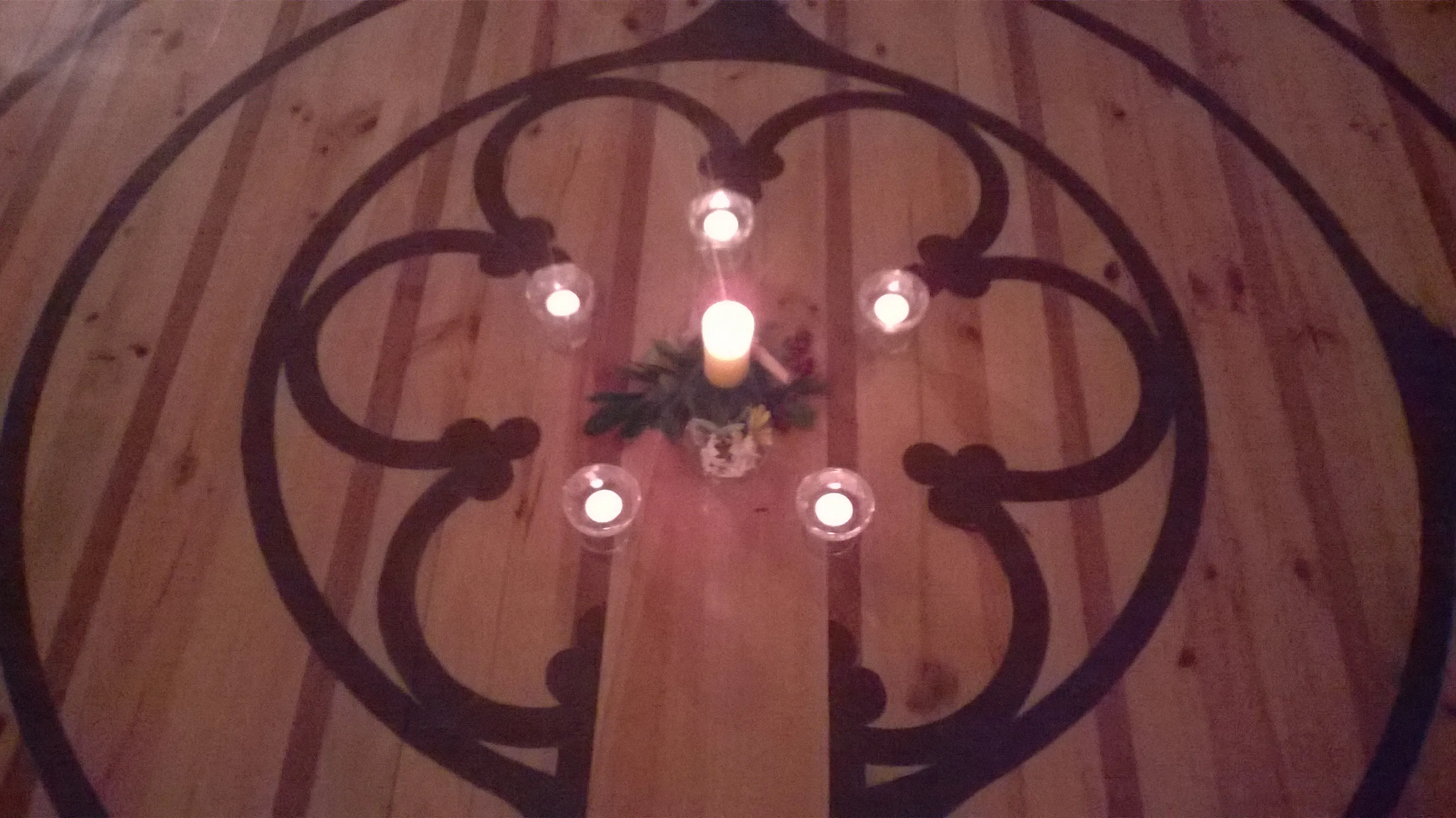 Labyrinth with candles lit