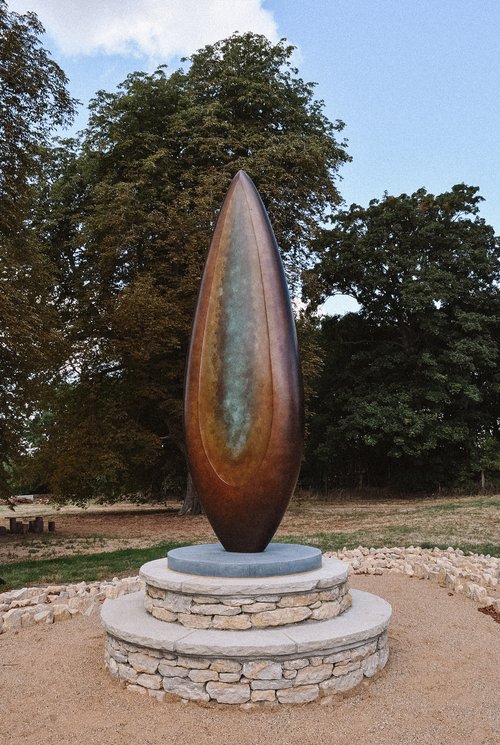 A bronze sculpture by Domenic Welch, called ‘Rising Form’